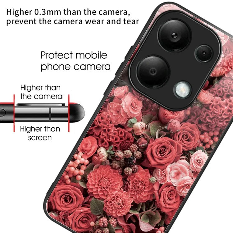 For Xiaomi Redmi Note 13 Pro 4G / Poco M6 Pro 4G Case Pattern Printing Tempered Glass TPU Phone Cover