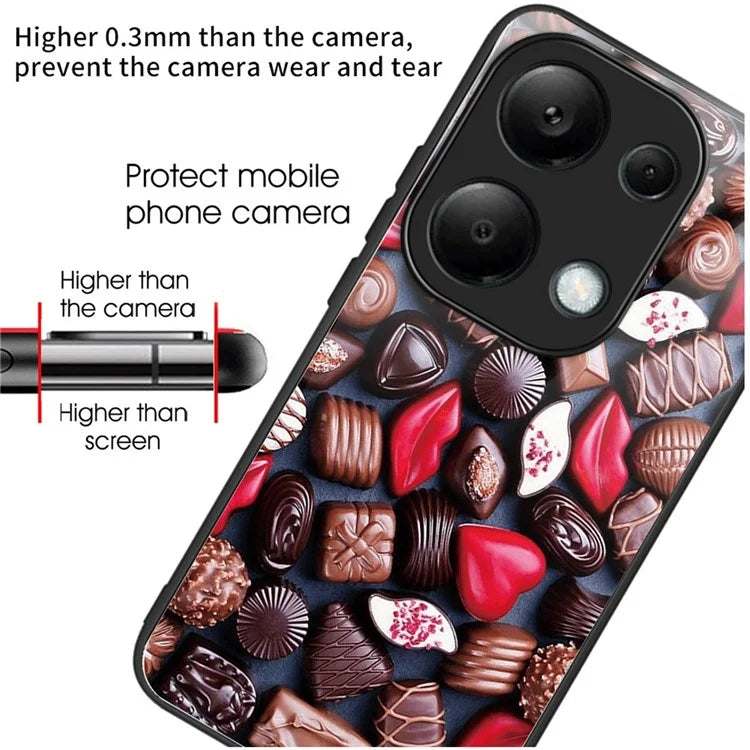 For Xiaomi Redmi Note 13 Pro 4G / Poco M6 Pro 4G Case Pattern Printing Tempered Glass TPU Phone Cover