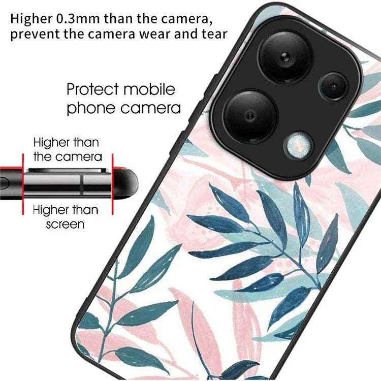 For Xiaomi Redmi Note 13 Pro 4G / Poco M6 Pro 4G Case Pattern Printing Tempered Glass TPU Phone Cover