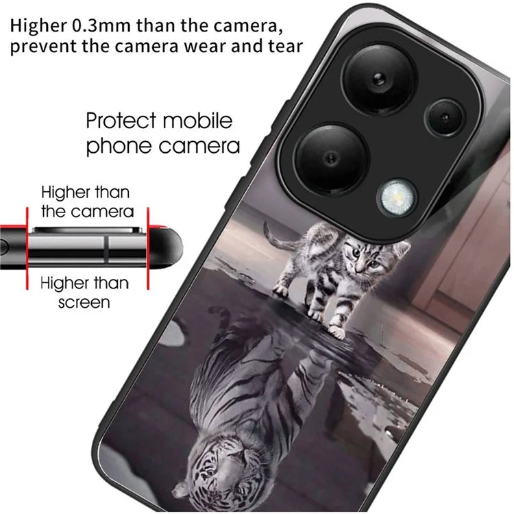 For Xiaomi Redmi Note 13 Pro 4G / Poco M6 Pro 4G Case Pattern Printing Tempered Glass TPU Phone Cover