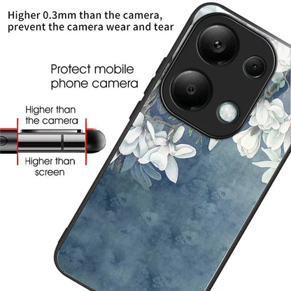 For Xiaomi Redmi Note 13 Pro 4G / Poco M6 Pro 4G Case Tempered Glass+TPU Pattern Printing Phone Shell