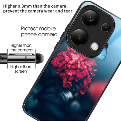 For Xiaomi Redmi Note 13 Pro 4G / Poco M6 Pro 4G Case Tempered Glass+TPU Pattern Printing Phone Shell