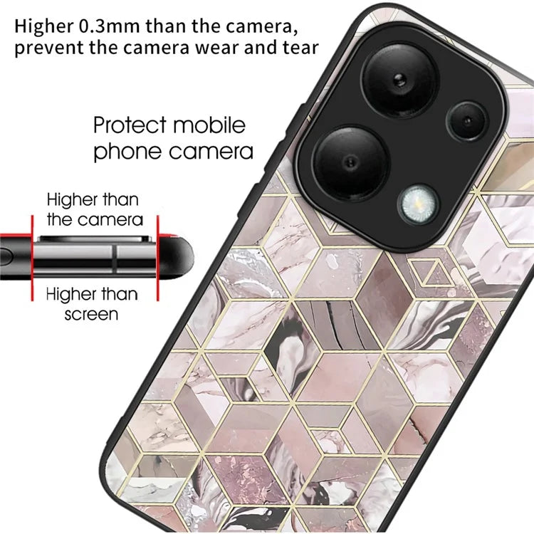 For Xiaomi Redmi Note 13 Pro 4G / Poco M6 Pro 4G Case Tempered Glass+TPU Pattern Printing Phone Shell