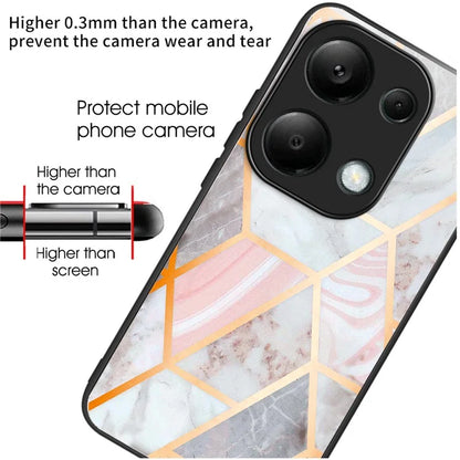 For Xiaomi Redmi Note 13 Pro 4G / Poco M6 Pro 4G Case Tempered Glass+TPU Pattern Printing Phone Shell