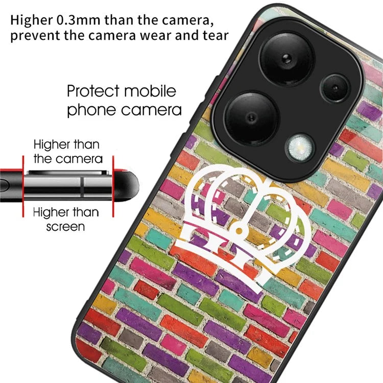 For Xiaomi Redmi Note 13 Pro 4G / Poco M6 Pro 4G Case Tempered Glass+TPU Pattern Printing Phone Shell