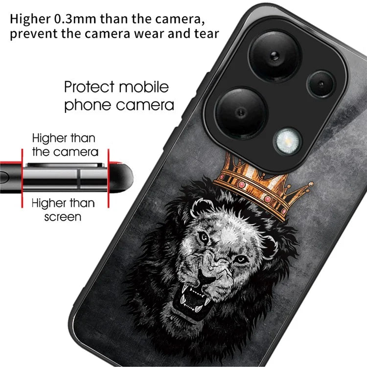 For Xiaomi Redmi Note 13 Pro 4G / Poco M6 Pro 4G Case Tempered Glass+TPU Pattern Printing Phone Shell