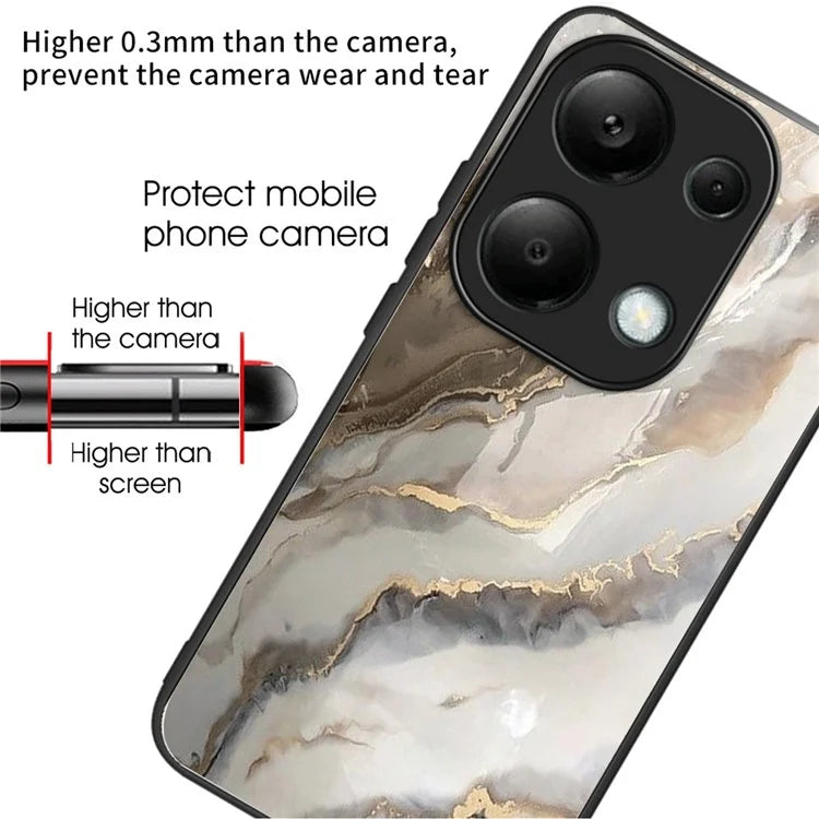 For Xiaomi Redmi Note 13 Pro 4G / Poco M6 Pro 4G Case Tempered Glass+TPU Pattern Printing Phone Shell