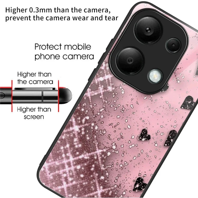 For Xiaomi Redmi Note 13 Pro 4G / Poco M6 Pro 4G Case Tempered Glass+TPU Pattern Printing Phone Shell