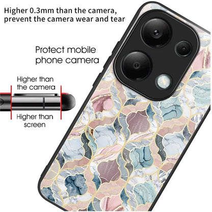 For Xiaomi Redmi Note 13 Pro 4G / Poco M6 Pro 4G Case Tempered Glass+TPU Pattern Printing Phone Shell