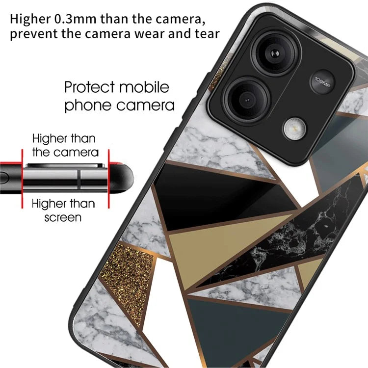 For Xiaomi Redmi Note 13 5G Tempered Glass Case Marble Pattern Design Phone Cover