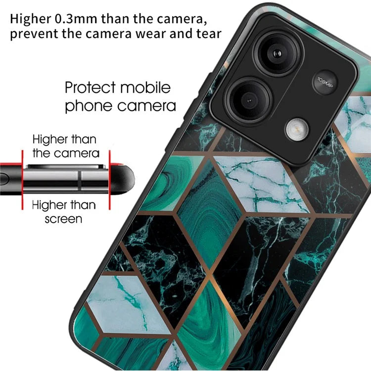 For Xiaomi Redmi Note 13 5G Tempered Glass Case Marble Pattern Design Phone Cover