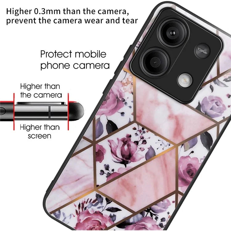 For Xiaomi Redmi Note 13 5G Tempered Glass Case Marble Pattern Design Phone Cover