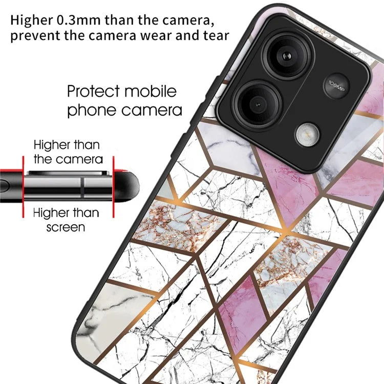 For Xiaomi Redmi Note 13 5G Tempered Glass Case Marble Pattern Design Phone Cover