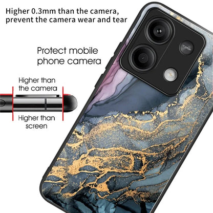For Xiaomi Redmi Note 13 5G Tempered Glass Case Marble Pattern Design Phone Cover