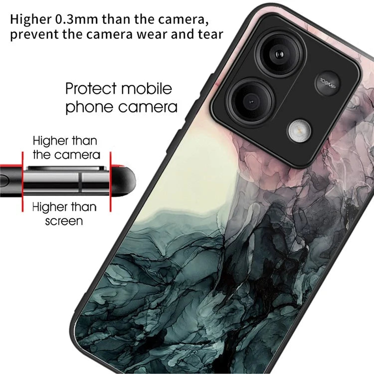 For Xiaomi Redmi Note 13 5G Tempered Glass Case Marble Pattern Design Phone Cover