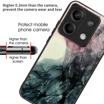 For Xiaomi Redmi Note 13 5G Tempered Glass Case Marble Pattern Design Phone Cover