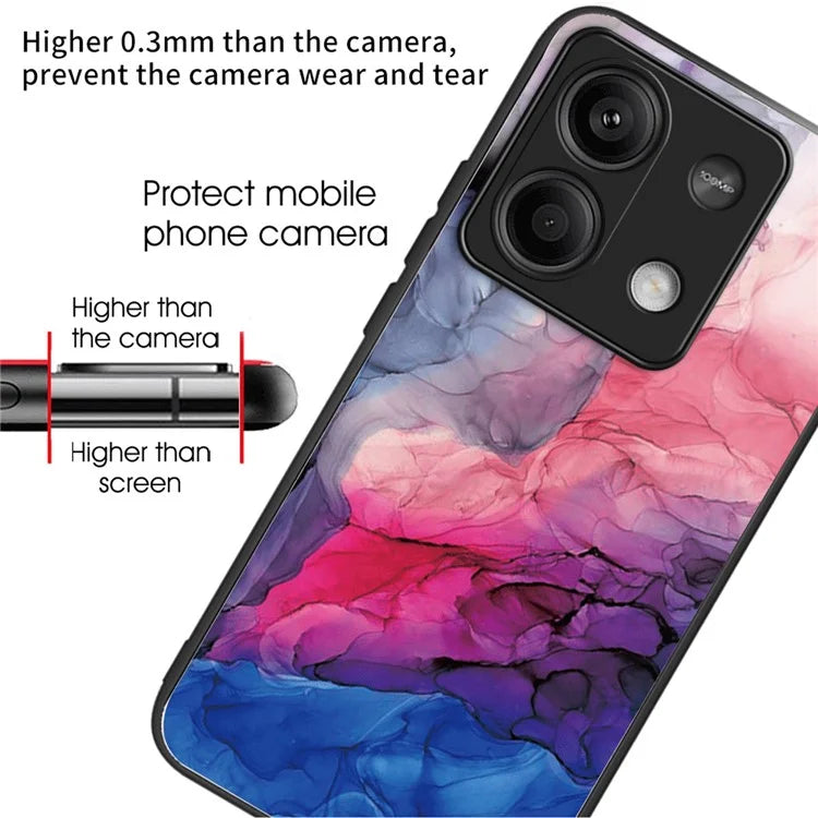 For Xiaomi Redmi Note 13 5G Tempered Glass Case Marble Pattern Design Phone Cover