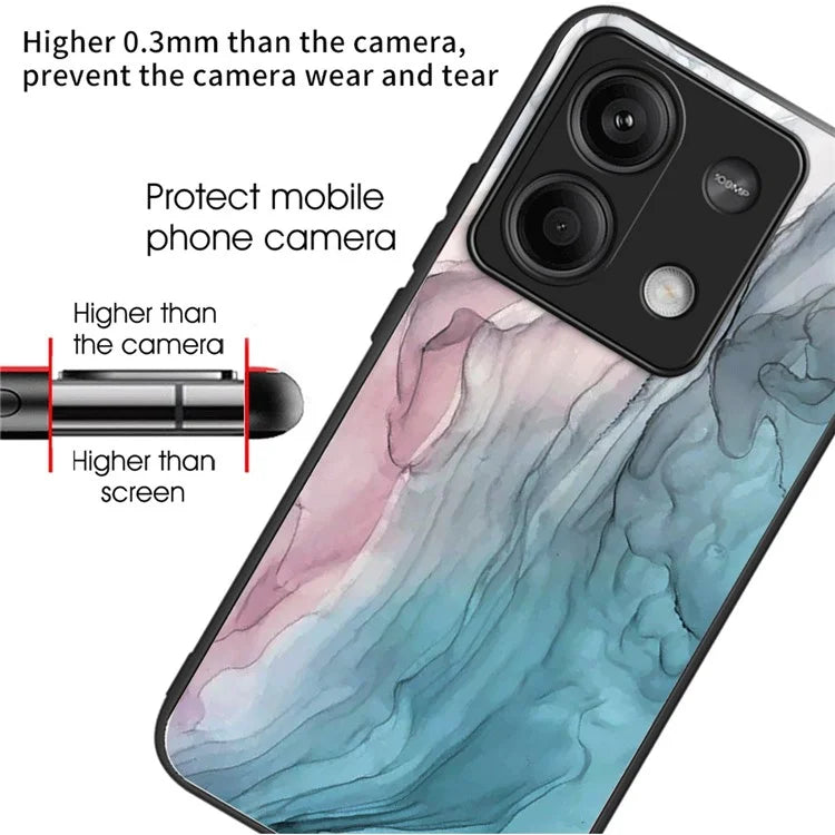 For Xiaomi Redmi Note 13 5G Tempered Glass Case Marble Pattern Design Phone Cover
