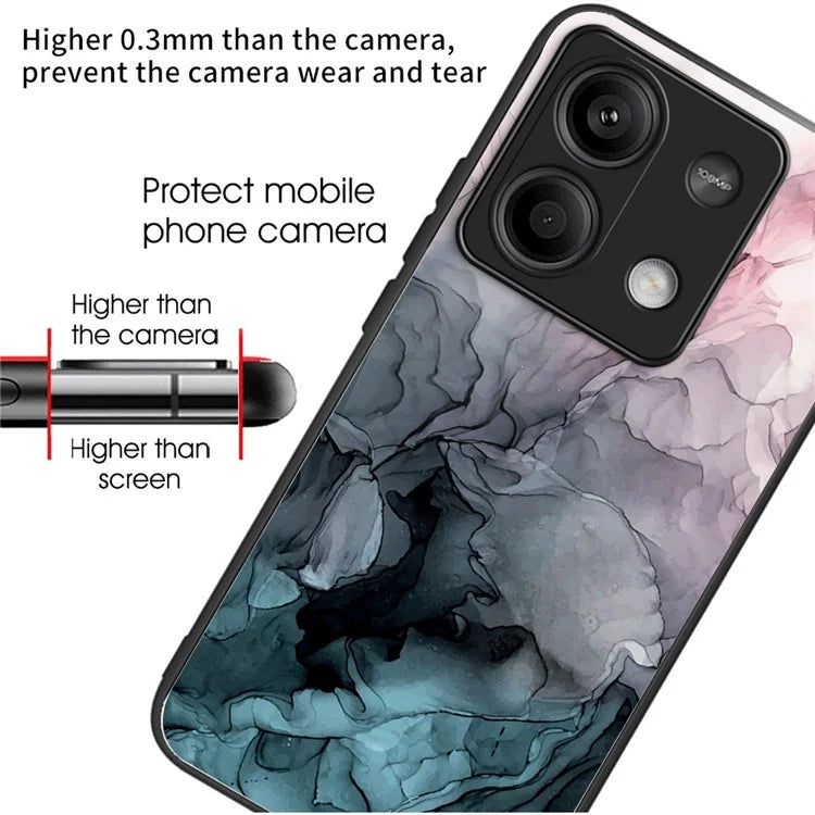 For Xiaomi Redmi Note 13 5G Tempered Glass Case Marble Pattern Design Phone Cover