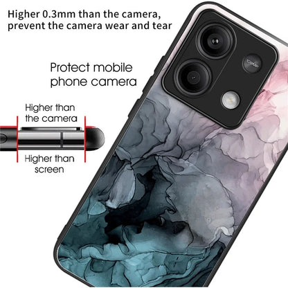 For Xiaomi Redmi Note 13 5G Tempered Glass Case Marble Pattern Design Phone Cover