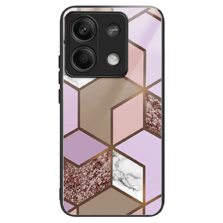 For Xiaomi Redmi Note 13 5G Tempered Glass Case Marble Pattern Design Phone Cover