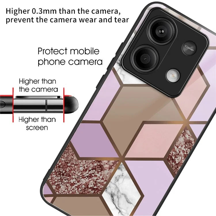 For Xiaomi Redmi Note 13 5G Tempered Glass Case Marble Pattern Design Phone Cover