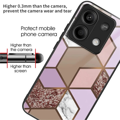 For Xiaomi Redmi Note 13 5G Tempered Glass Case Marble Pattern Design Phone Cover