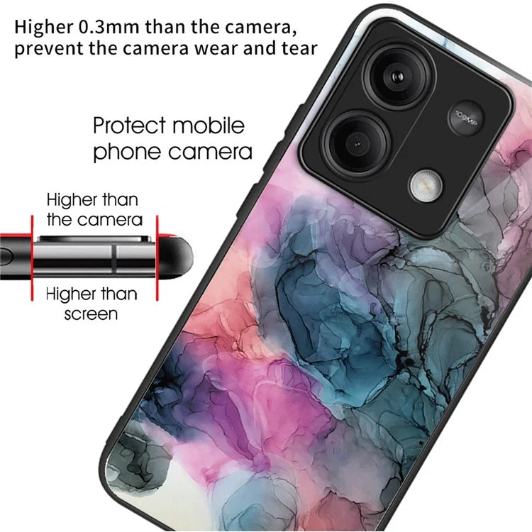 For Xiaomi Redmi Note 13 5G Tempered Glass Case Marble Pattern Design Phone Cover