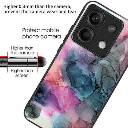 For Xiaomi Redmi Note 13 5G Tempered Glass Case Marble Pattern Design Phone Cover