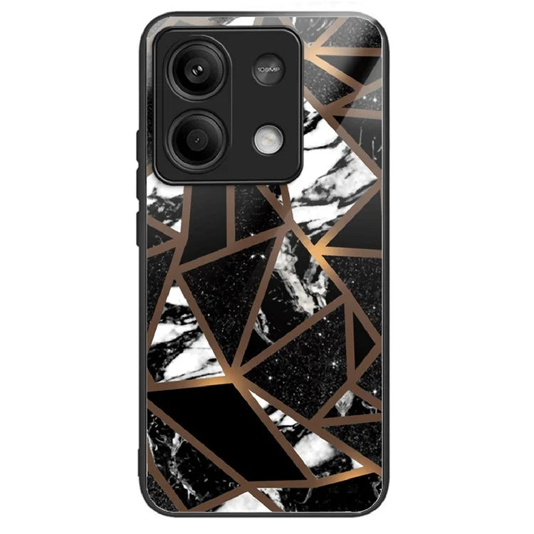 For Xiaomi Redmi Note 13 5G Tempered Glass Case Marble Pattern Design Phone Cover