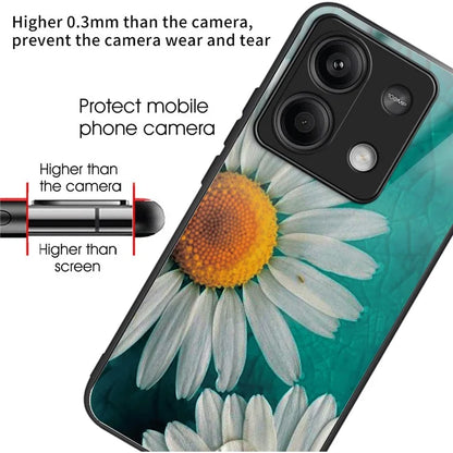 For Xiaomi Redmi Note 13 5G Case Tempered Glass Back TPU Border Phone Cover Print Pattern