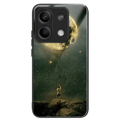 For Xiaomi Redmi Note 13 5G Case Tempered Glass Back TPU Border Phone Cover Print Pattern