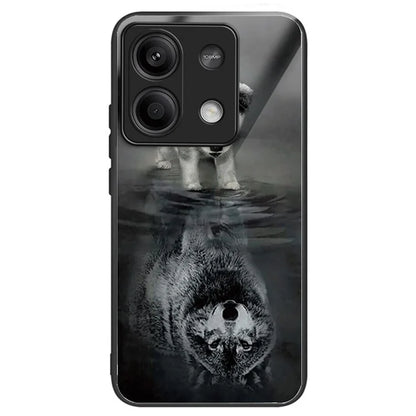 For Xiaomi Redmi Note 13 5G Case Tempered Glass Back TPU Border Phone Cover Print Pattern