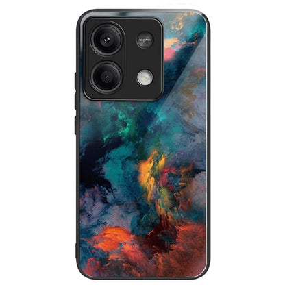 For Xiaomi Redmi Note 13 5G Case Tempered Glass Back TPU Border Phone Cover Print Pattern