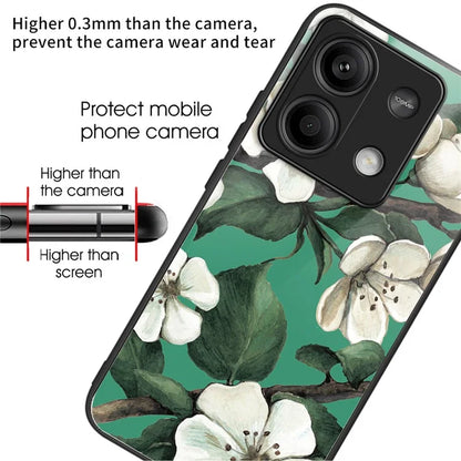 For Xiaomi Redmi Note 13 5G Case Tempered Glass Back TPU Border Phone Cover Print Pattern