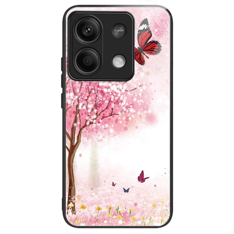 For Xiaomi Redmi Note 13 5G Case Pattern Printing Tempered Glass+TPU Phone Cover