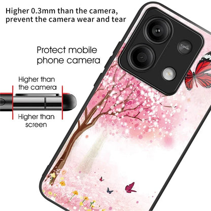 For Xiaomi Redmi Note 13 5G Case Pattern Printing Tempered Glass+TPU Phone Cover