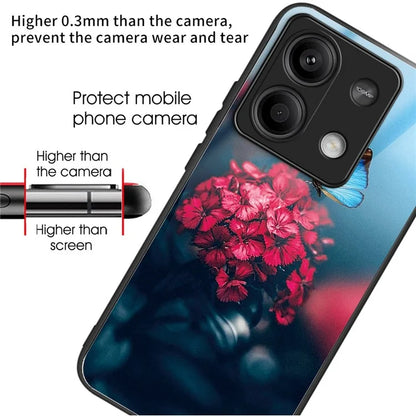 For Xiaomi Redmi Note 13 5G Case Pattern Printing Tempered Glass+TPU Phone Cover