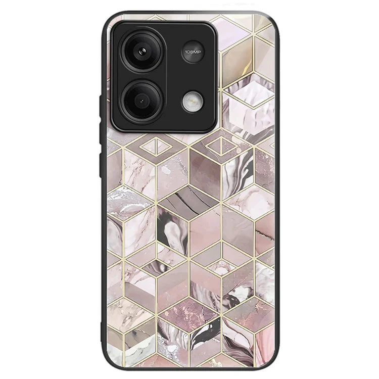 For Xiaomi Redmi Note 13 5G Case Pattern Printing Tempered Glass+TPU Phone Cover