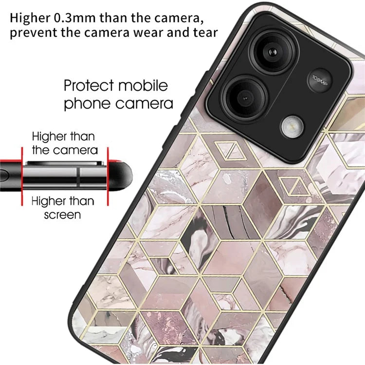 For Xiaomi Redmi Note 13 5G Case Pattern Printing Tempered Glass+TPU Phone Cover