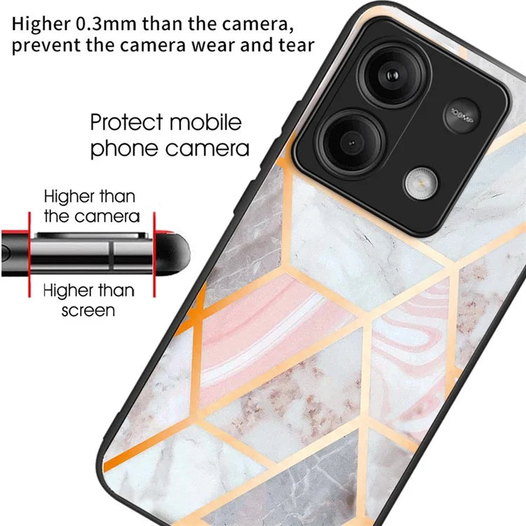 For Xiaomi Redmi Note 13 5G Case Pattern Printing Tempered Glass+TPU Phone Cover