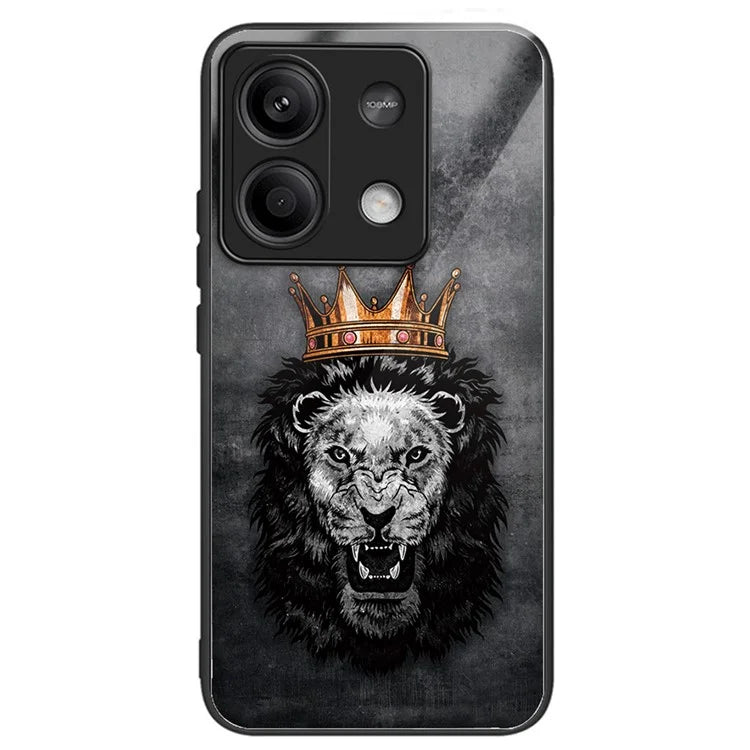 For Xiaomi Redmi Note 13 5G Case Pattern Printing Tempered Glass+TPU Phone Cover