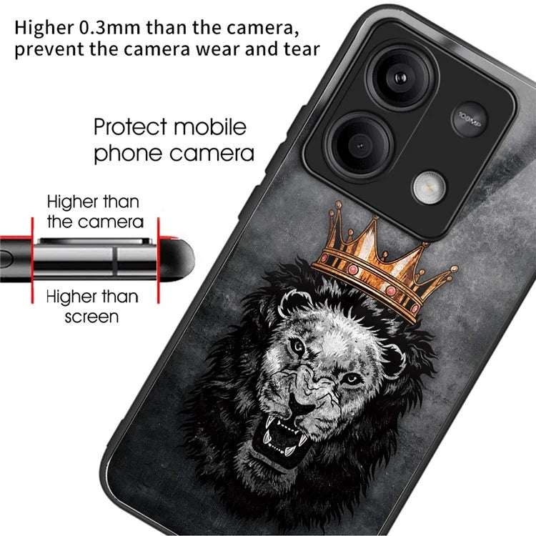 For Xiaomi Redmi Note 13 5G Case Pattern Printing Tempered Glass+TPU Phone Cover