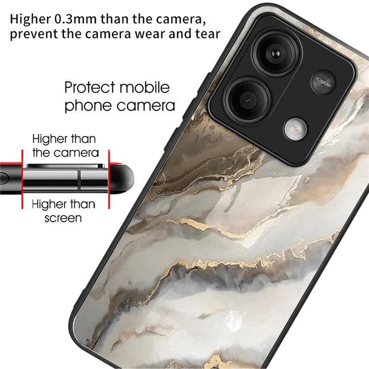 For Xiaomi Redmi Note 13 5G Case Pattern Printing Tempered Glass+TPU Phone Cover
