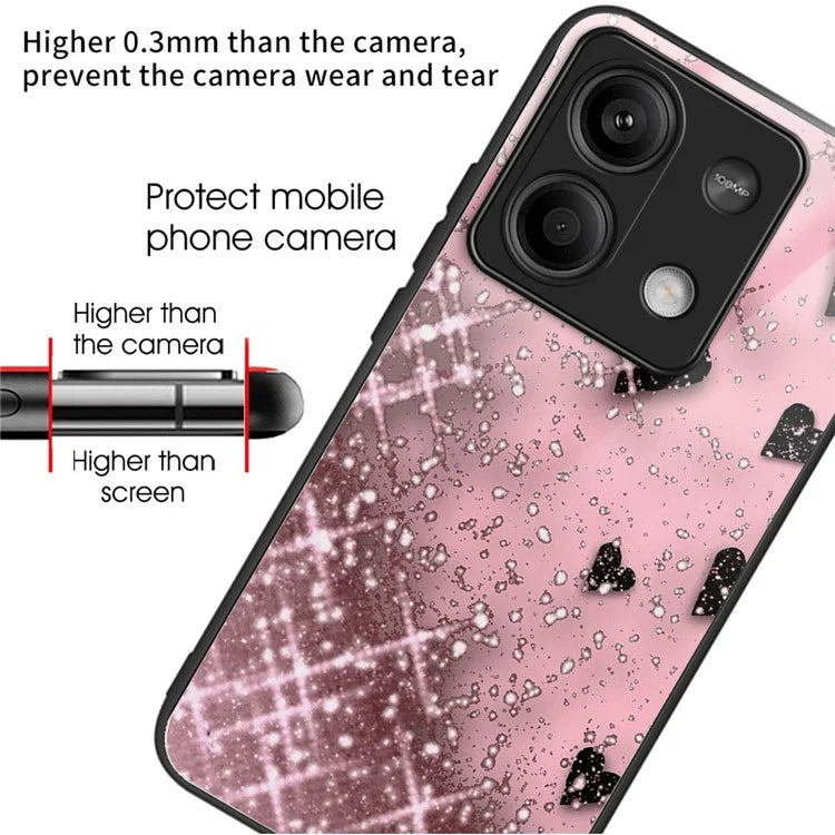 For Xiaomi Redmi Note 13 5G Case Pattern Printing Tempered Glass+TPU Phone Cover