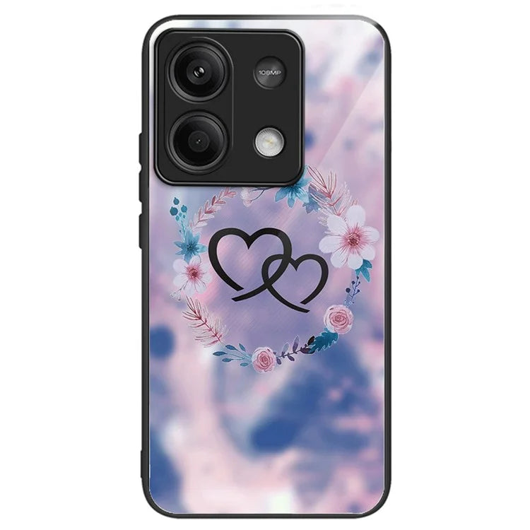 For Xiaomi Redmi Note 13 5G Case Pattern Printing Tempered Glass+TPU Phone Cover