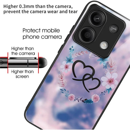 For Xiaomi Redmi Note 13 5G Case Pattern Printing Tempered Glass+TPU Phone Cover