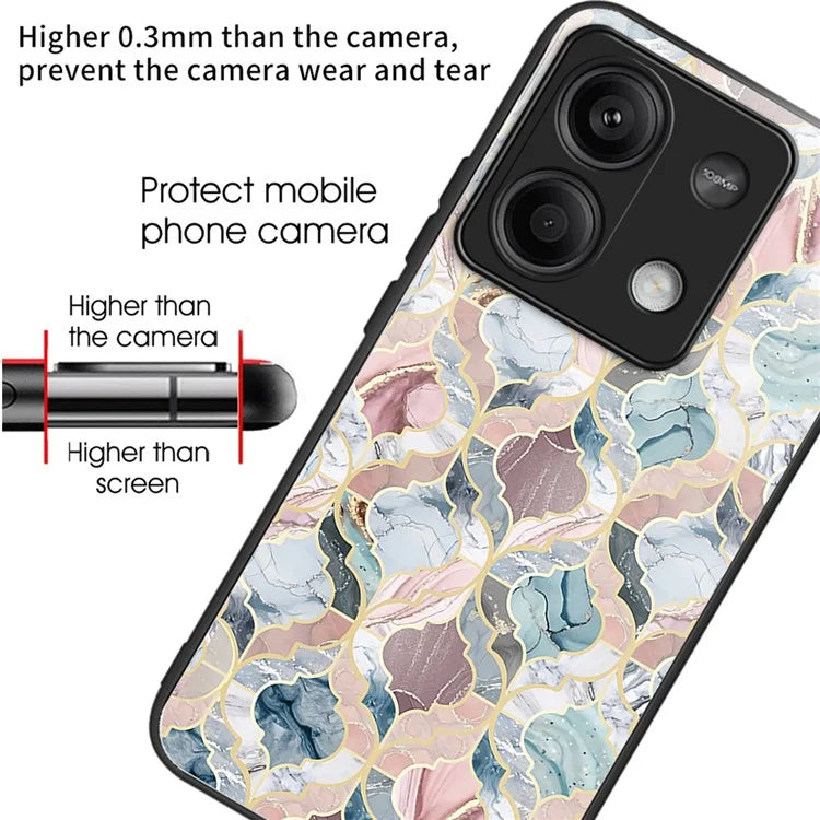 For Xiaomi Redmi Note 13 5G Case Pattern Printing Tempered Glass+TPU Phone Cover