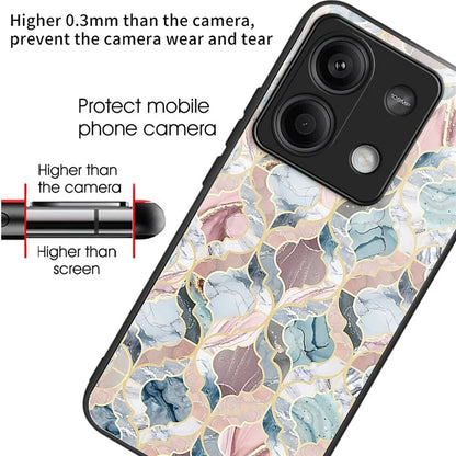 For Xiaomi Redmi Note 13 5G Case Pattern Printing Tempered Glass+TPU Phone Cover