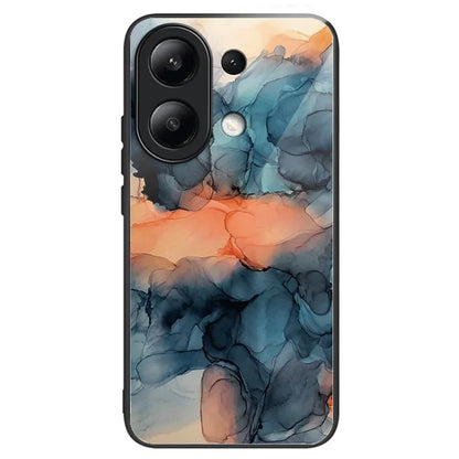 For Xiaomi Redmi Note 13 4G Case Marble Pattern Tempered Glass+PC+TPU+Phone Cover